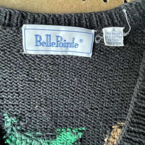 Belle Pointe Novelty Jungle Safari Cardigan Knit Sweater VTG 90s XL Women RARE - Picture 9 of 12